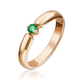 Кольцо из красного золота с изумрудом