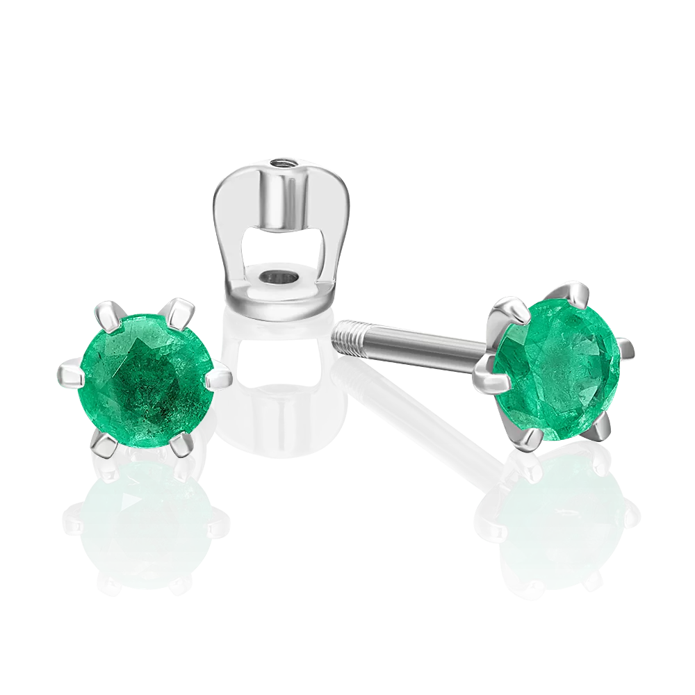 Серьги из белого золота с изумрудом 02-0288-00-103-1120-30