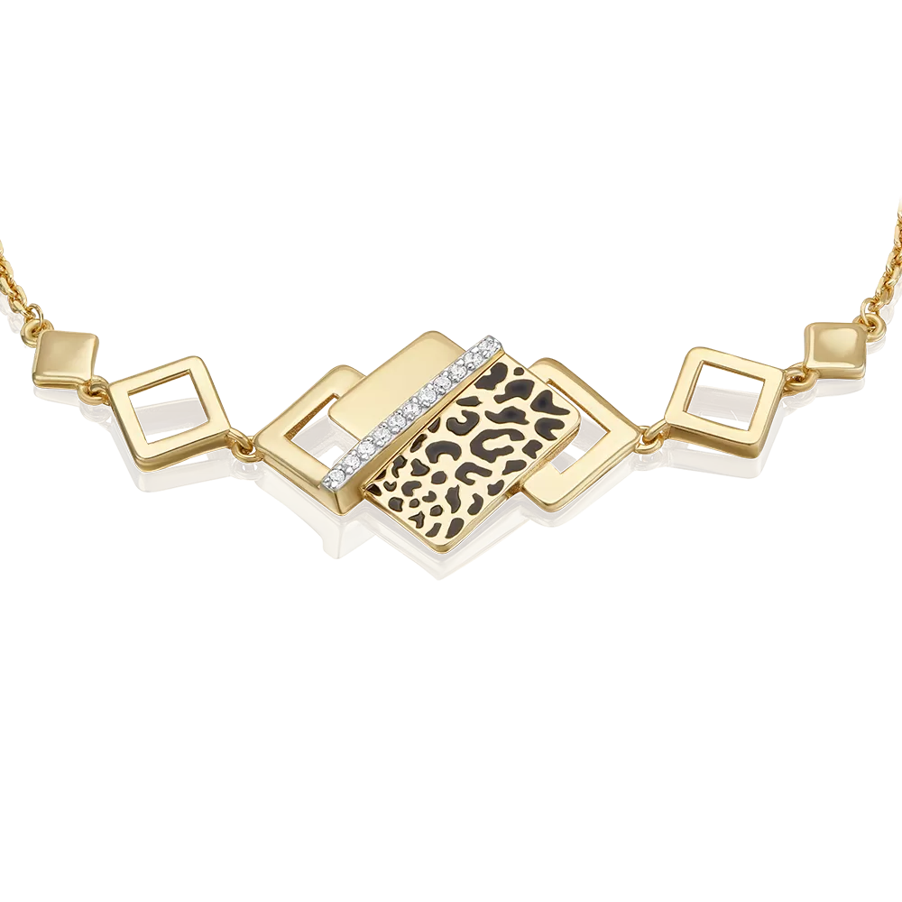 Браслет с принтом «Леопард» из лимонного золота с фианитами и эмалью 05-0801-00-401-1130