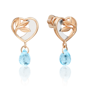 Серьги-пусеты из комбинированного золота с топазом 02-4702-00-201-1111-75