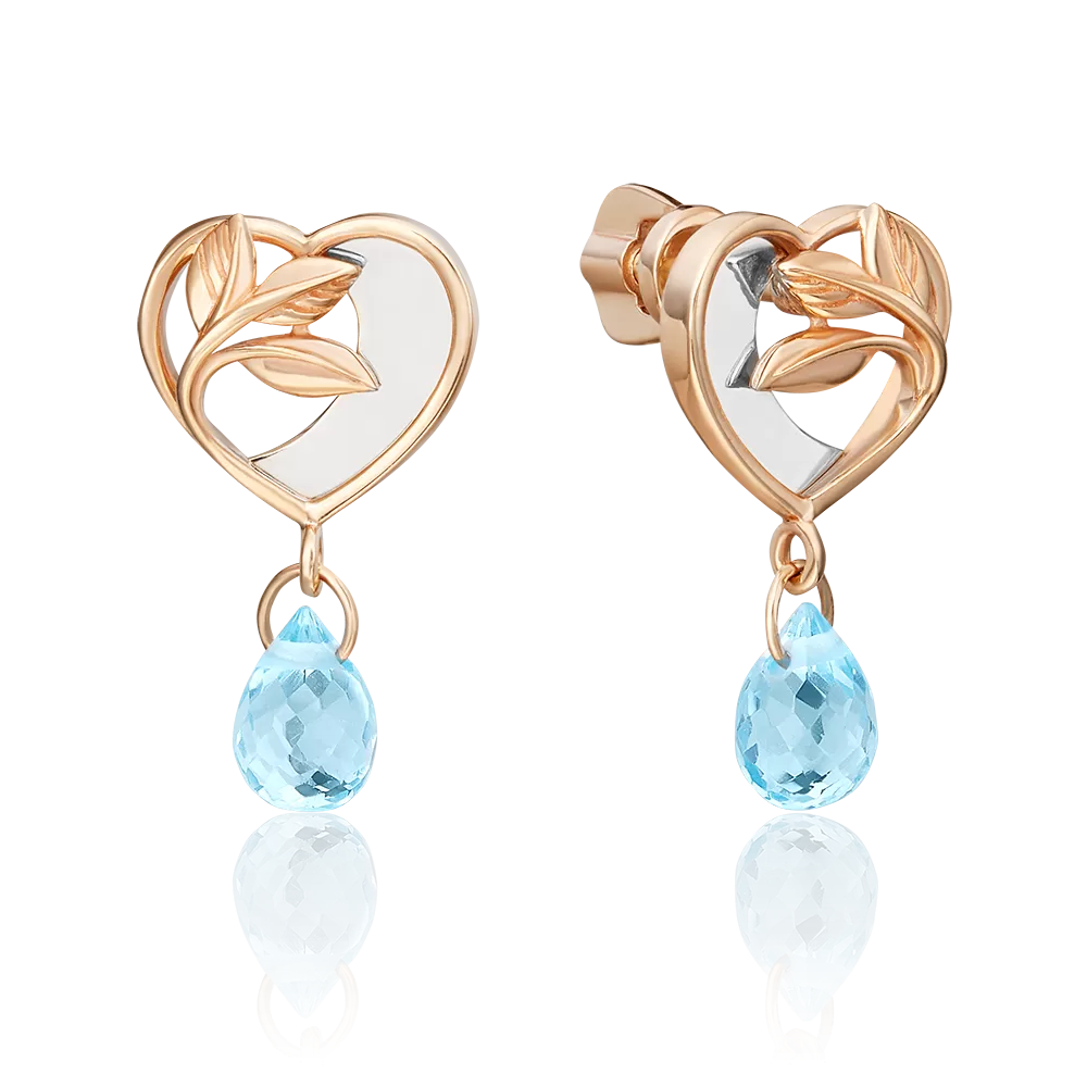 Серьги-пусеты из комбинированного золота с топазом 02-4702-00-201-1111-75