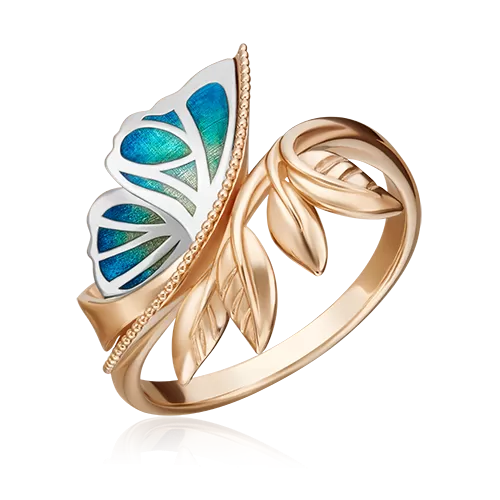 Кольцо «Крыло бабочки» (пожелание здоровья) из комбинированного золота с эмалью 01-5462-00-000-1111-74