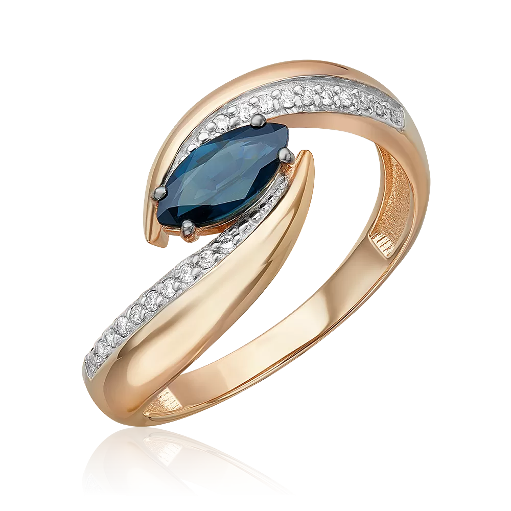 Кольцо из красного золота с сапфиром и бриллиантами 01-5738-00-105-1110