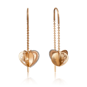 Серьги-цепочки «Сердца» из красного золота 02-4165-01-000-1110-48