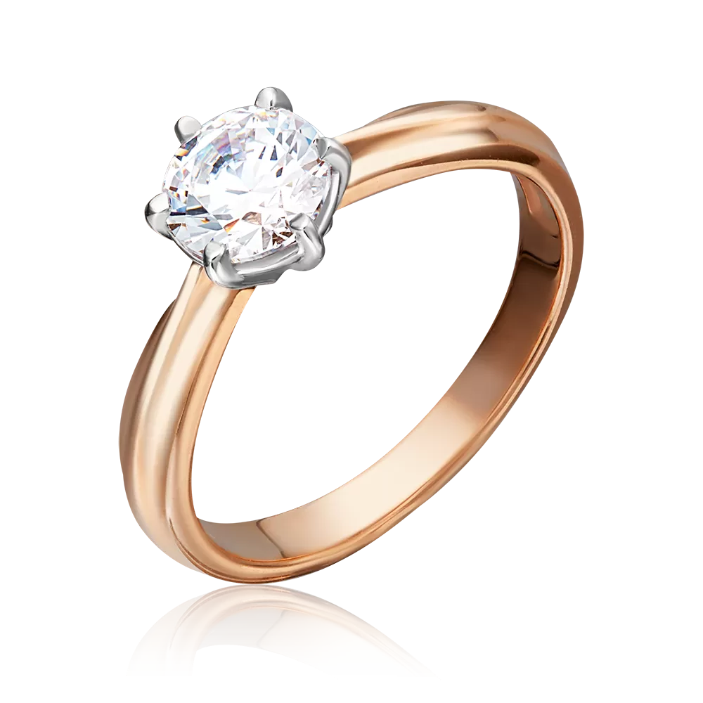 Помолвочное кольцо из комбинированного золота с фианитом 01-3090-00-501-1111-38