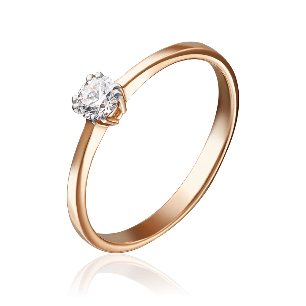 Помолвочное кольцо из красного золота с фианитом 01-3082-00-501-1110-38