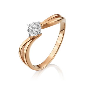 Помолвочное кольцо из красного золота с фианитом 01-3092-00-501-1110-38