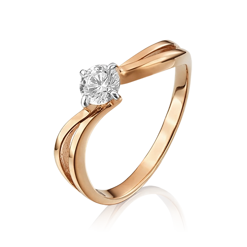 Помолвочное кольцо из красного золота с фианитом 01-3092-00-501-1110-38