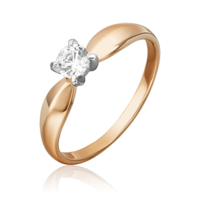 Помолвочное кольцо из комбинированного золота с фианитом