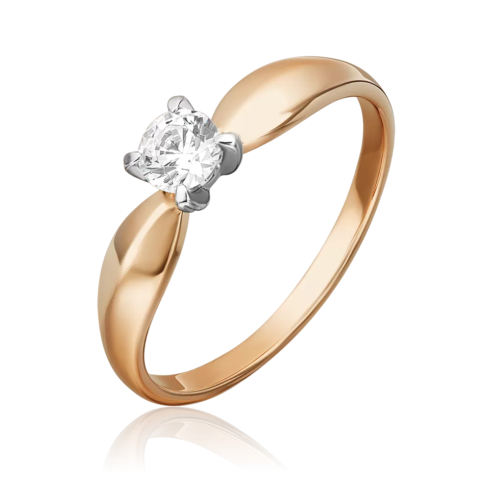 Помолвочное кольцо из комбинированного золота с фианитом 01-3084-00-501-1111-38