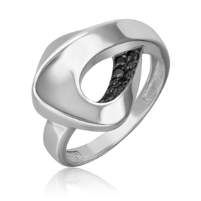 Кольцо из серебра с чёрными фианитами 01-5642-00-402-0200