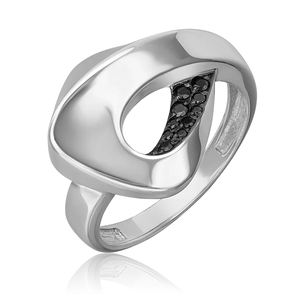 Кольцо из серебра с чёрными фианитами 01-5642-00-402-0200