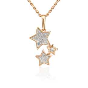 Подвеска «Звездопад» из красного золота с фианитами 03-3639-00-401-1110