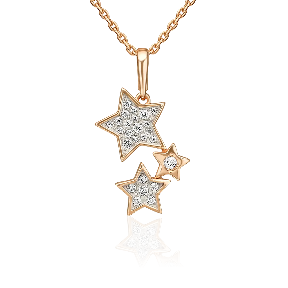 Подвеска «Звездопад» из красного золота с фианитами 03-3639-00-401-1110