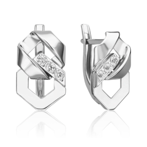 Серьги с английским замком из белого золота с натуральными топазами white 02-5032-00-201-1120
