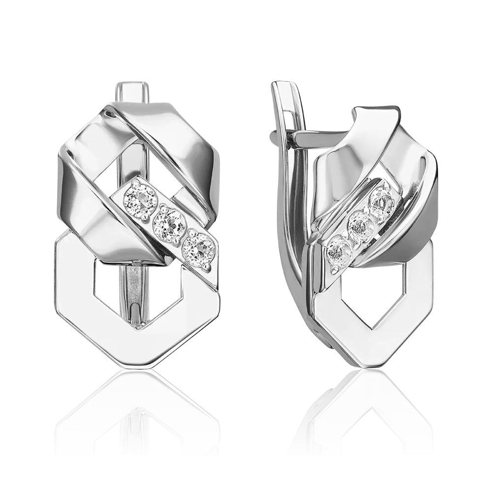 Серьги с английским замком из белого золота с натуральными топазами white 02-5032-00-201-1120