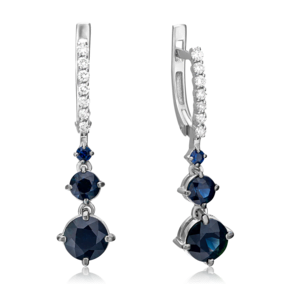 Серьги с английским замком из белого золота с сапфирами и бриллиантами 02-0688-00-105-1120-30