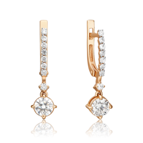 Серьги с английским замком из красного золота с бриллиантами 02-0689-00-101-1110-30