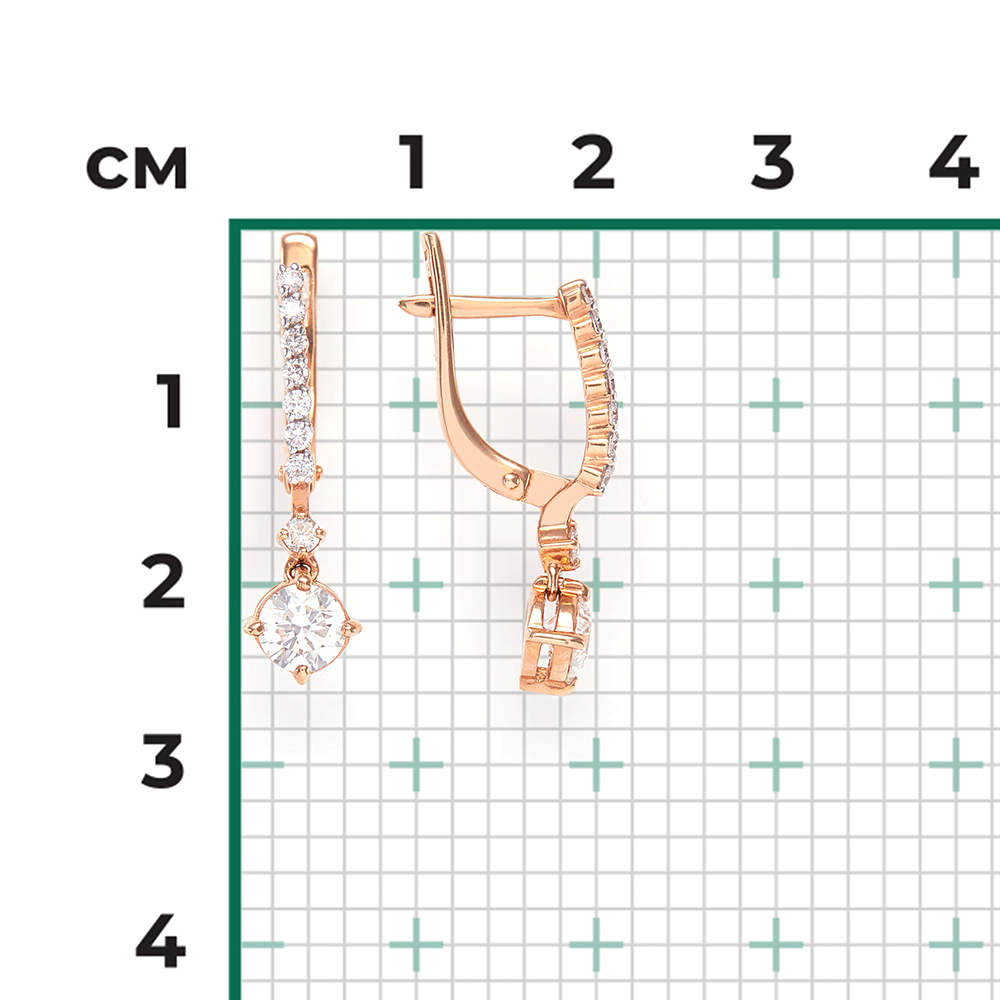 Серьги с английским замком из красного золота с бриллиантами 02-0689-00-101-1110-30