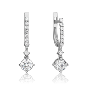 Серьги с английским замком из белого золота с бриллиантами 02-0690-00-101-1120-30