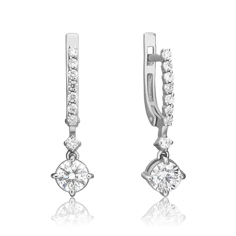 Серьги с английским замком из белого золота с бриллиантами 02-0690-00-101-1120-30