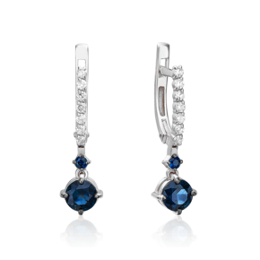 Серьги с английским замком из белого золота с сапфирами и бриллиантами 02-0690-00-105-1120-30