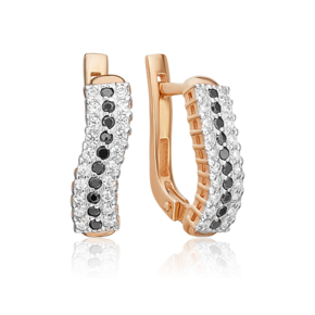 Серьги с английским замком из красного золота с фианитами 02-0630-00-403-1110-24