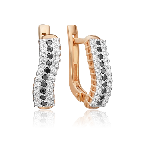 Серьги с английским замком из красного золота с фианитами 02-0630-00-403-1110-24