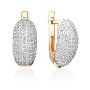 Серьги с английским замком из красного золота с фианитами 02-0696-00-401-1110-33