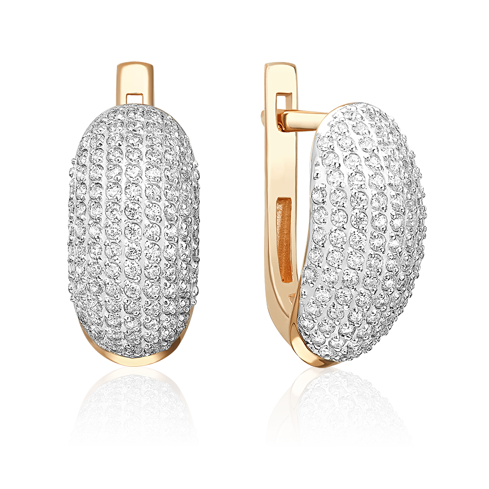 Серьги с английским замком из красного золота с фианитами 02-0696-00-401-1110-33