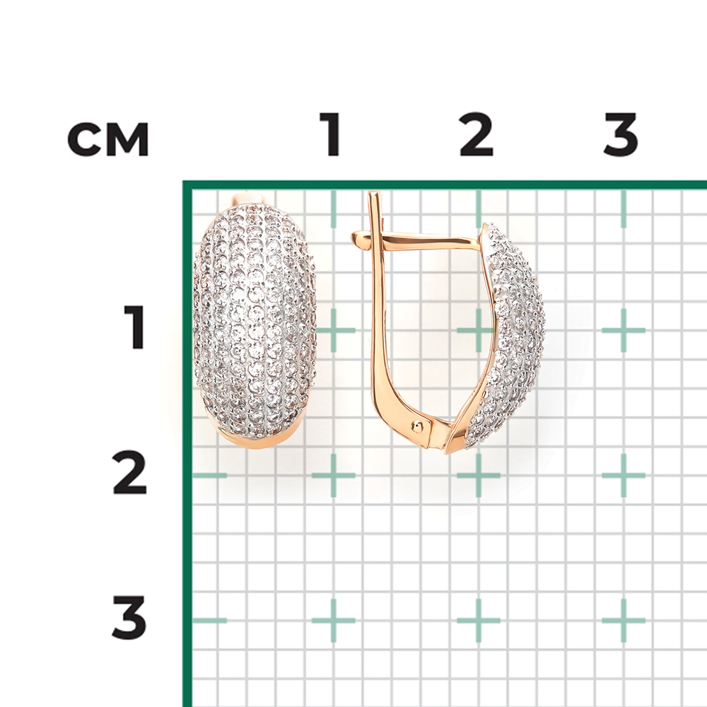 Серьги с английским замком из красного золота с фианитами 02-0696-00-401-1110-33