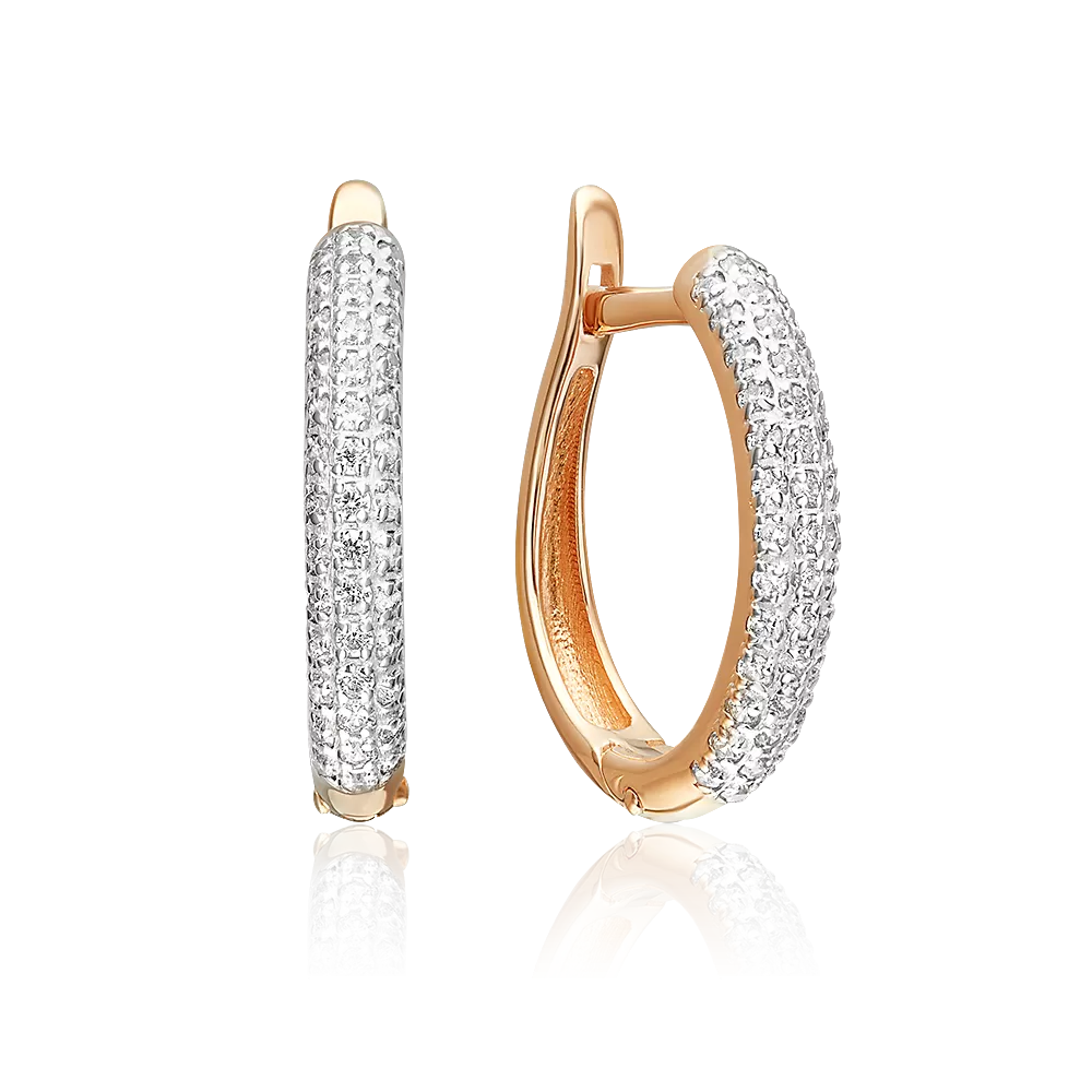 Серьги с английским замком из красного золота с фианитами 02-0710-00-401-1110-32