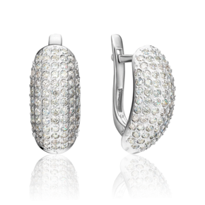 Серьги с английским замком из белого золота с фианитами 02-0727-00-401-1120-24