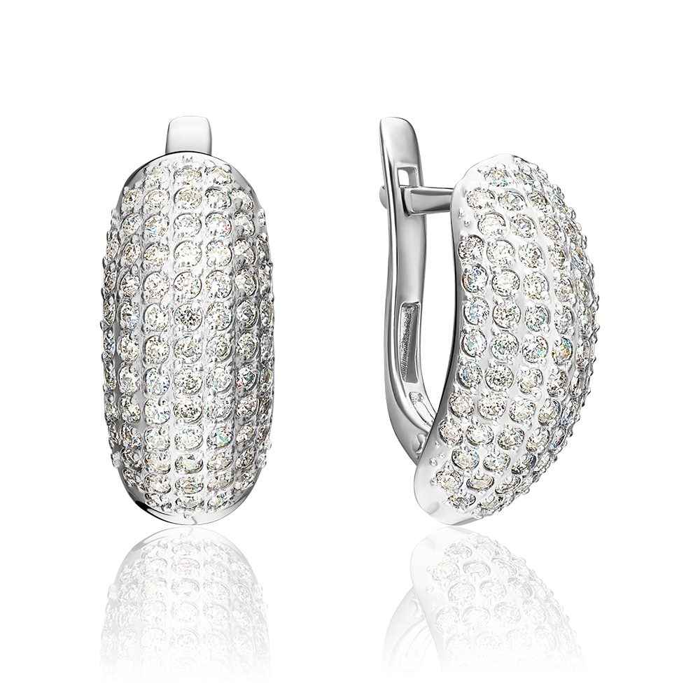 Серьги с английским замком из белого золота с фианитами 02-0727-00-401-1120-24