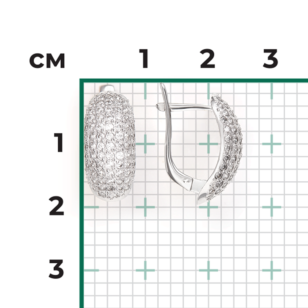 Серьги с английским замком из белого золота с фианитами 02-0727-00-401-1120-24