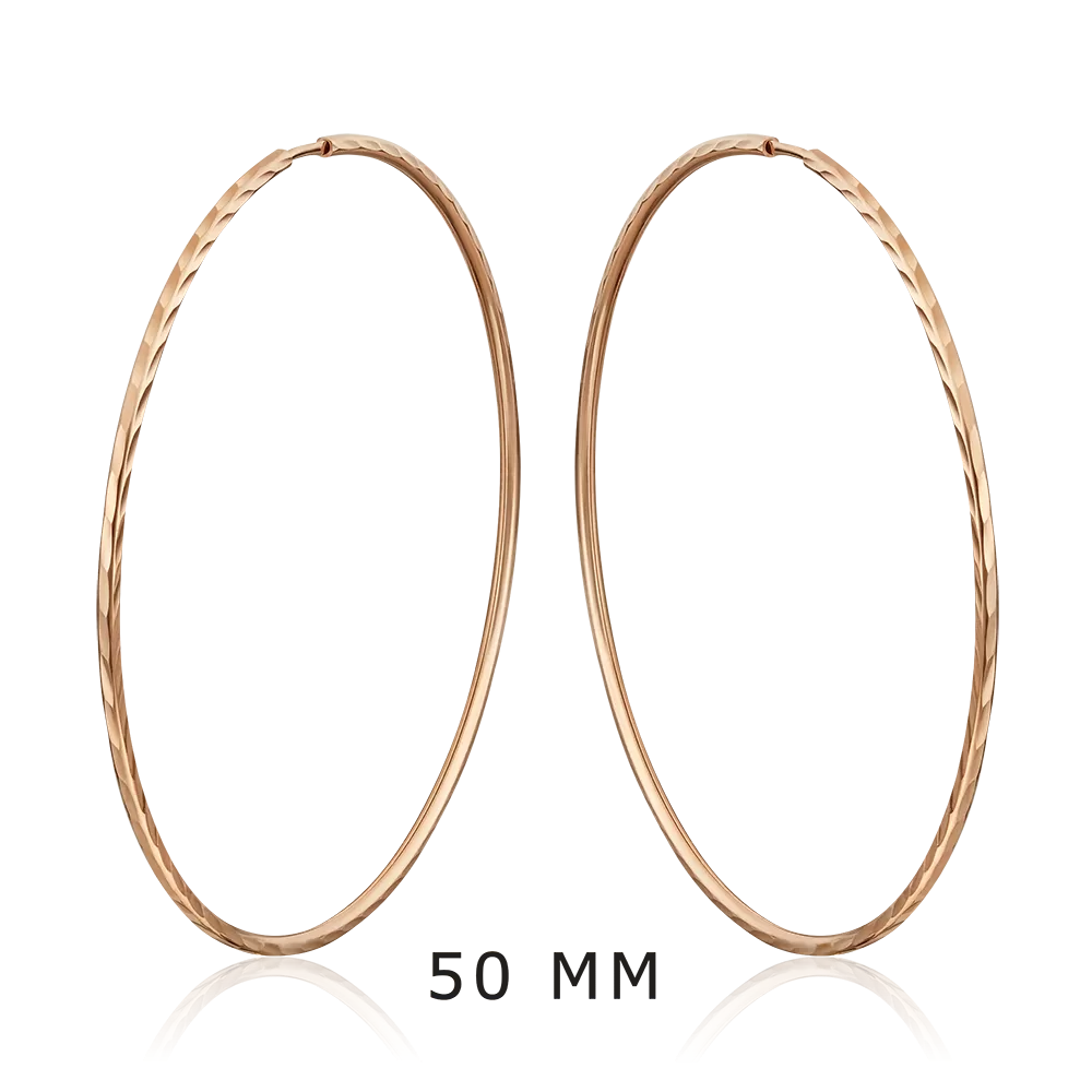 Серьги-конго из красного золота с алмазной гранью 02-0074-00-000-1110-19