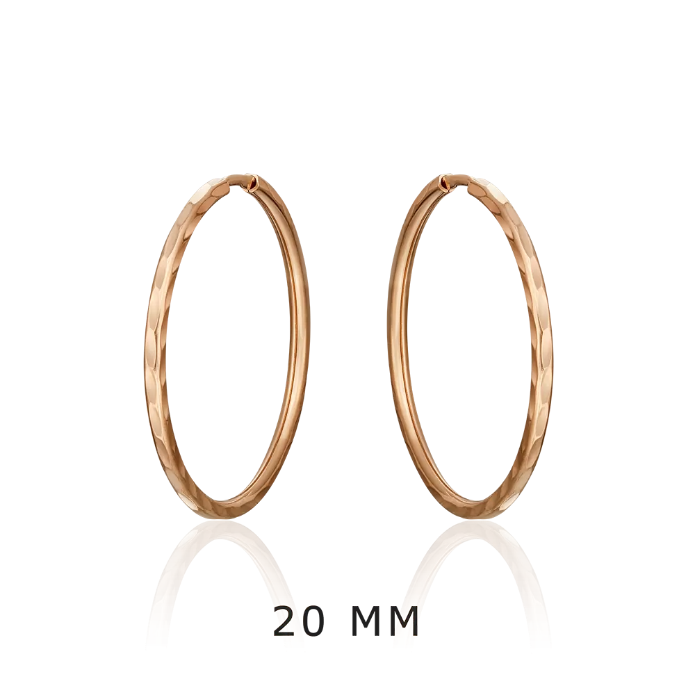 Серьги-конго из красного золота с алмазной гранью 02-0074-02-000-1110-19