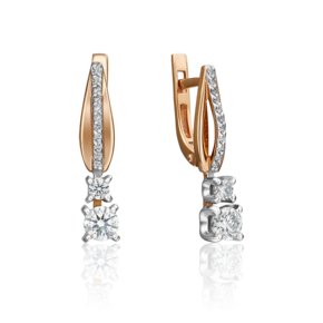 Серьги с английским замком из комбинированного золота с бриллиантами 02-0470-00-101-1111-30