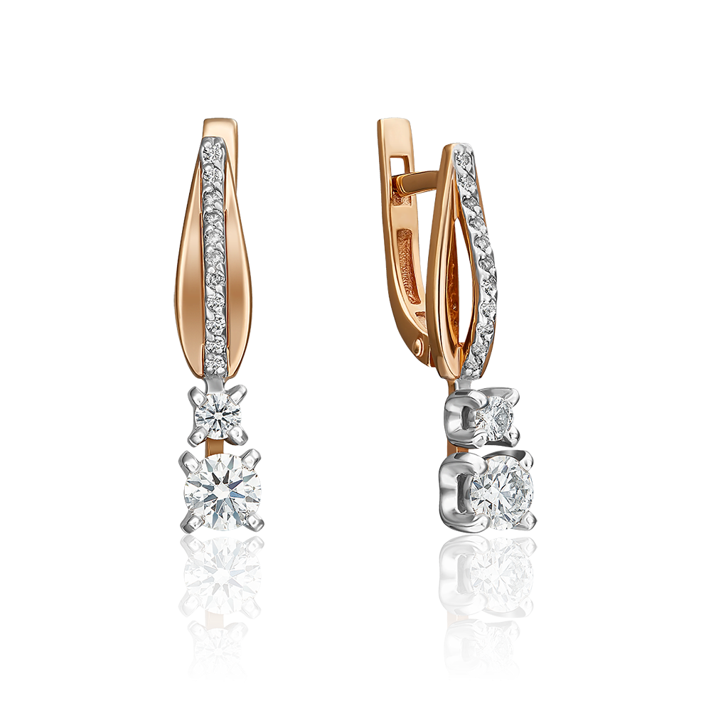 Серьги с английским замком из комбинированного золота с бриллиантами 02-0470-00-101-1111-30