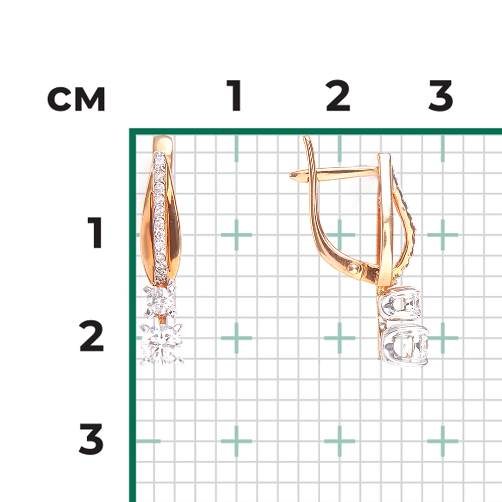 Серьги с английским замком из комбинированного золота с бриллиантами 02-0470-00-101-1111-30