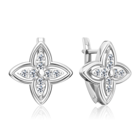 Серьги с английским замком из серебра с фианитами 02-5511-00-401-0200