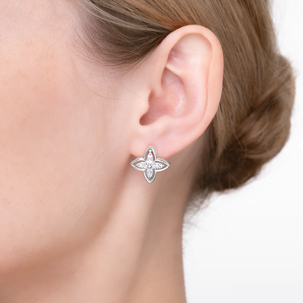 Серьги с английским замком из серебра с фианитами 02-5511-00-401-0200