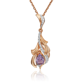 Подвеска «Перо жар-птицы» из красного золота с аметистом и натуральными топазами white 03-3109-00-225-1110-57