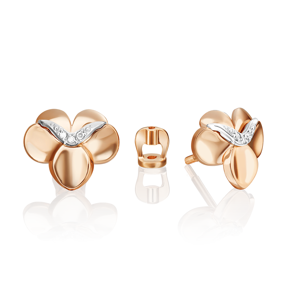 Серьги-пусеты из комбинированного золота с бриллиантами 02-4999-00-101-1111