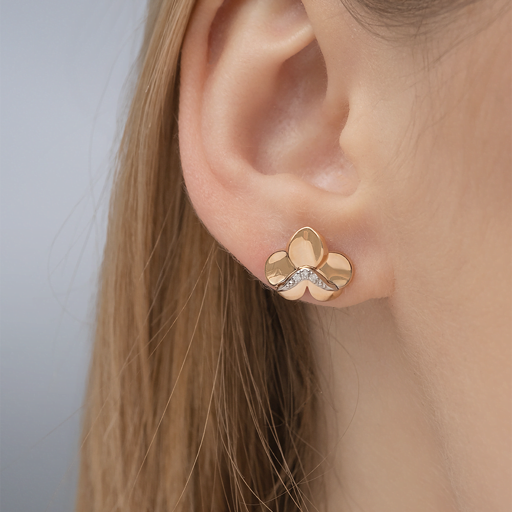 Серьги-пусеты из комбинированного золота с бриллиантами 02-4999-00-101-1111