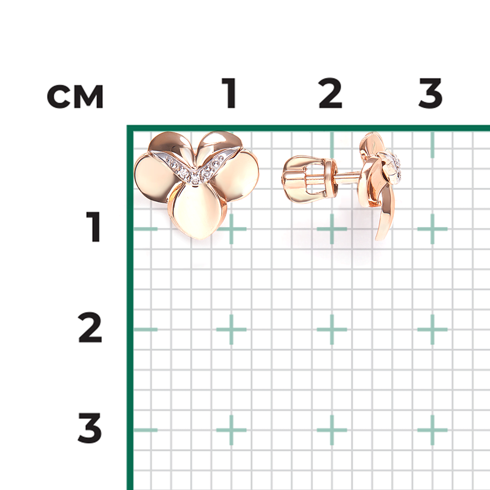 Серьги-пусеты из комбинированного золота с бриллиантами 02-4999-00-101-1111