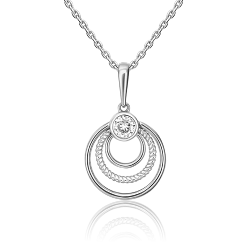 Подвеска из белого золота с фианитом 03-3078-00-501-1120-38