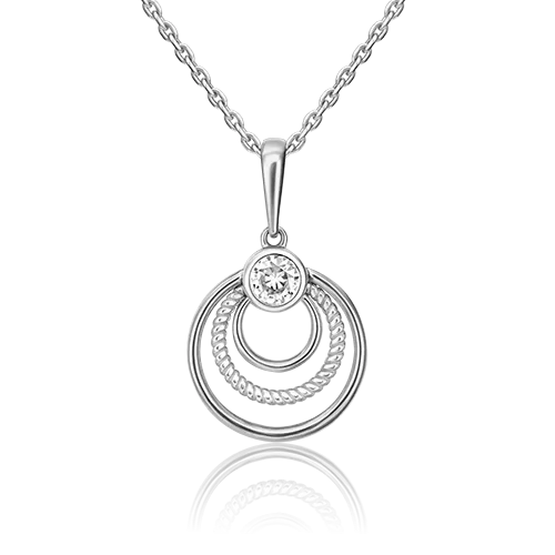 Подвеска из белого золота с фианитом 03-3078-00-501-1120-38