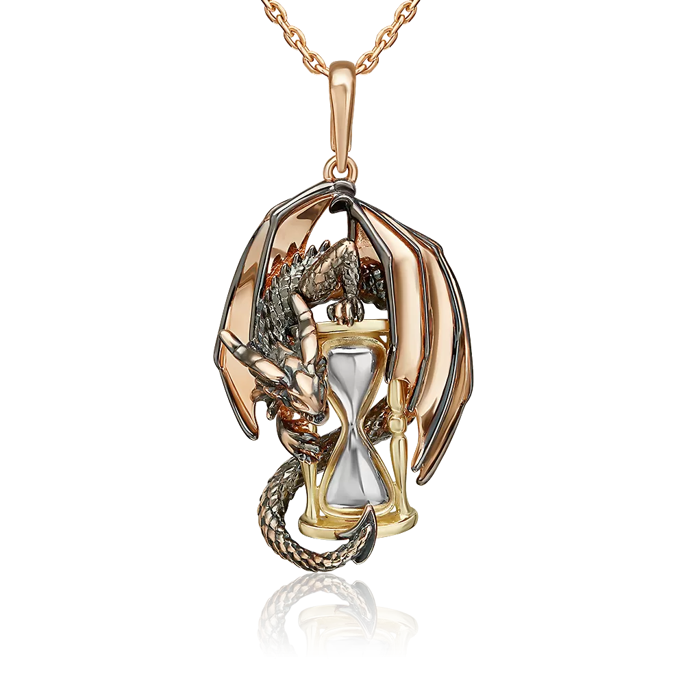 Подвеска «Дракон с часами» из комбинированного золота 03-3500-00-000-1113