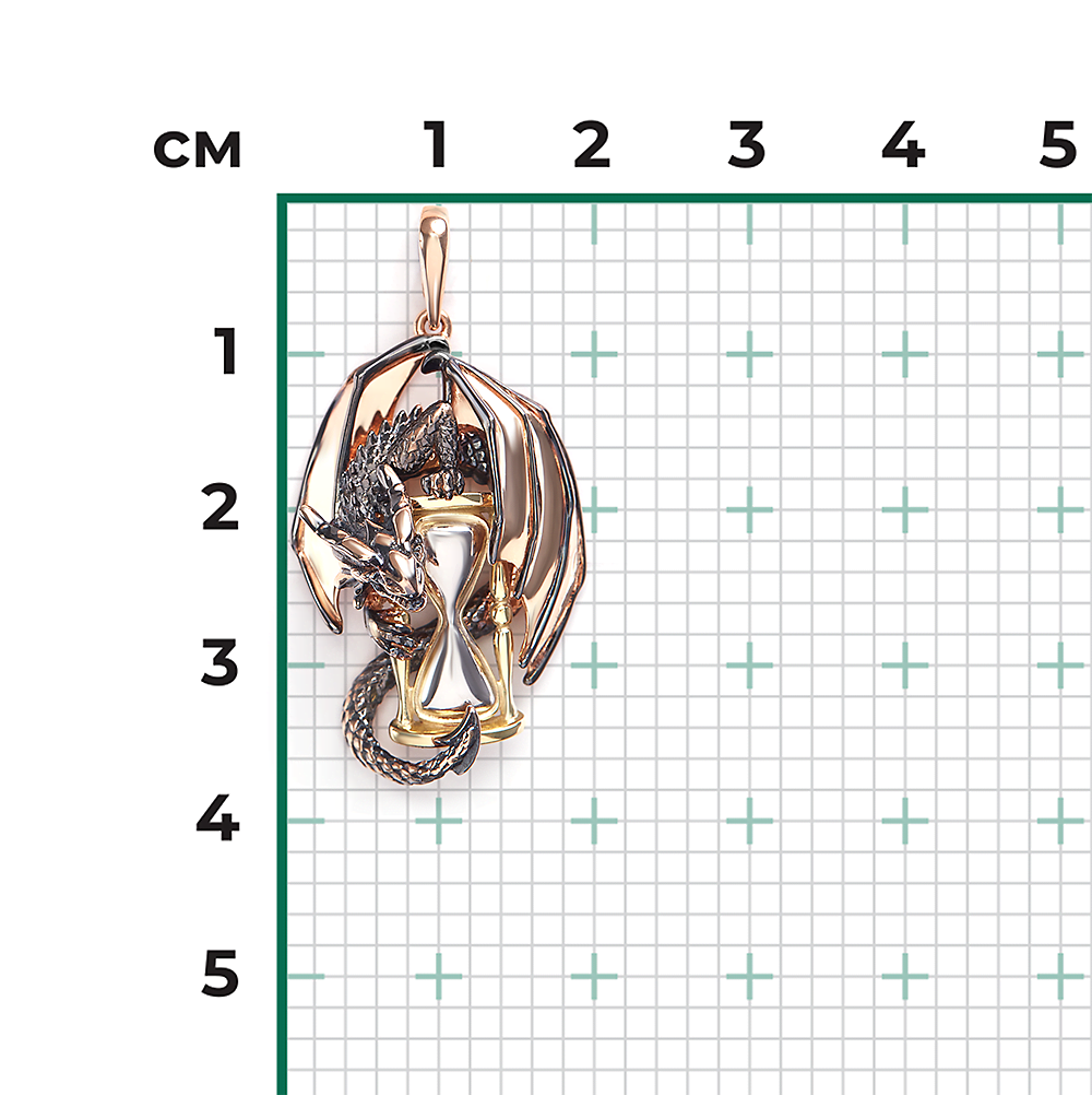 Подвеска «Дракон с часами» из комбинированного золота 03-3500-00-000-1113